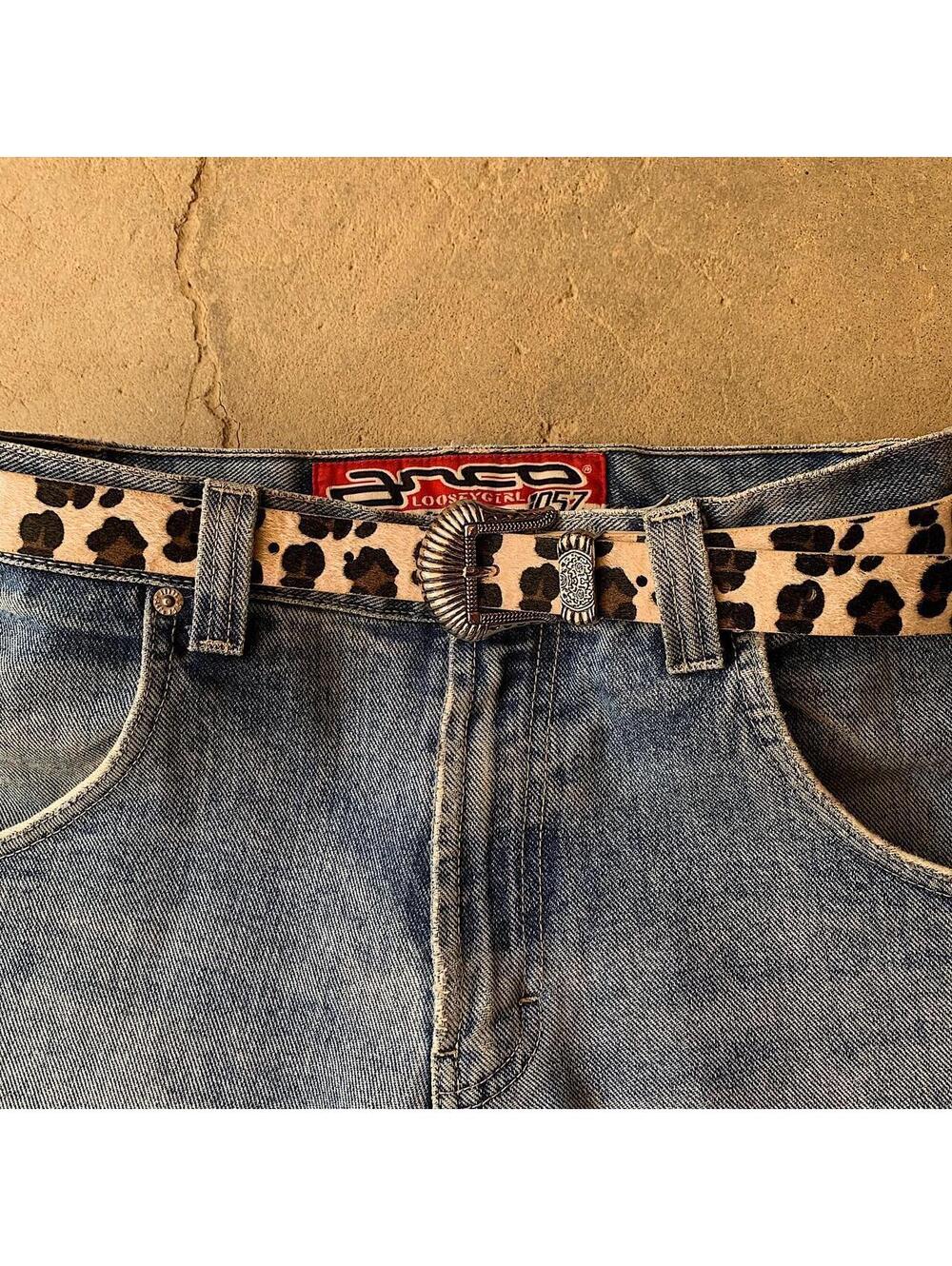 Cheetah Tan Brown Cheetah Fur American Western boho indie belt - Picture 6 of 8